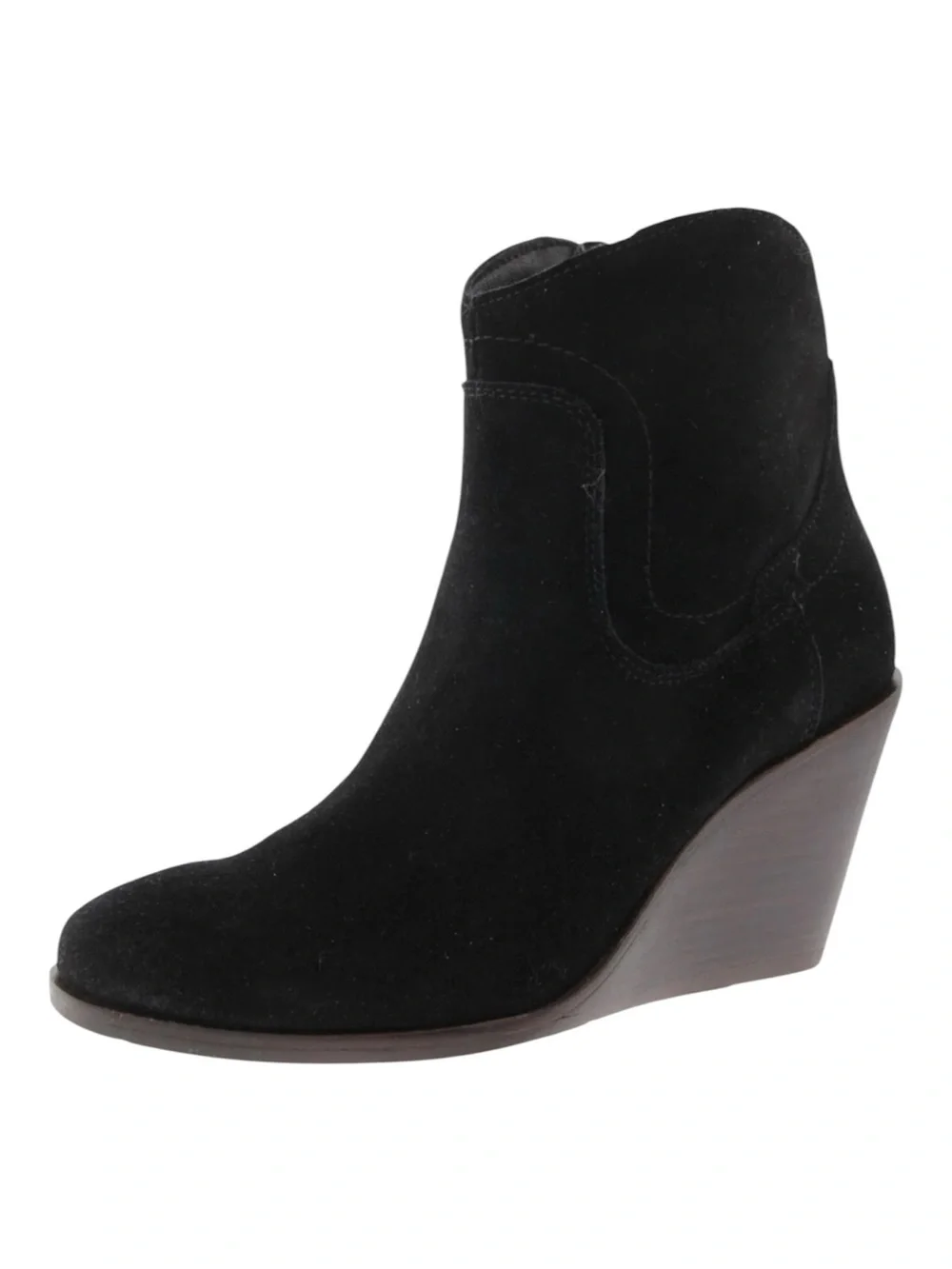 Lucky Brand Black Suede Leather Ankle Boot Wedge Heel Women’s 9.5 Style Wadier